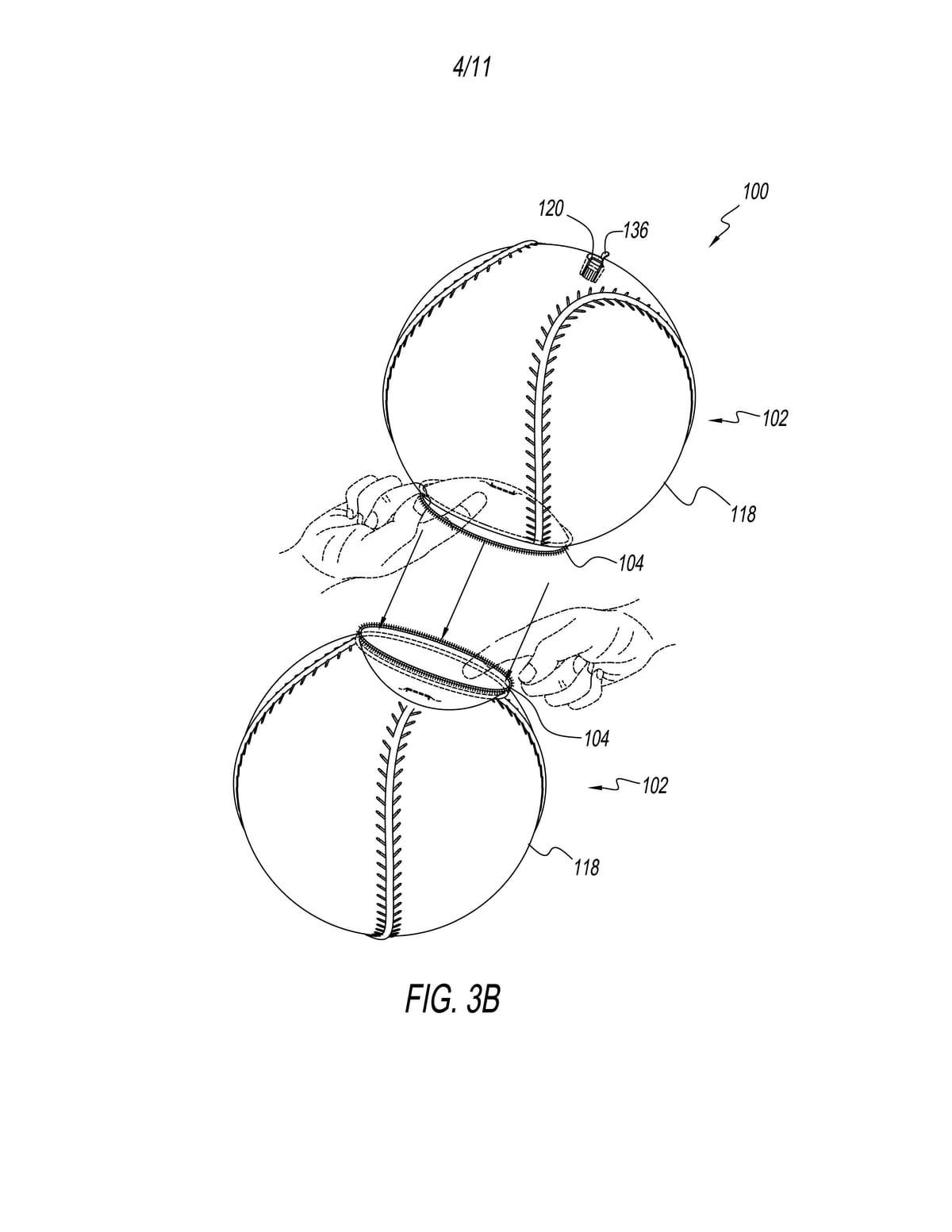 Black and white patent figure showing a two-part spherical beverage container being separated by two hands, with numbered reference callouts