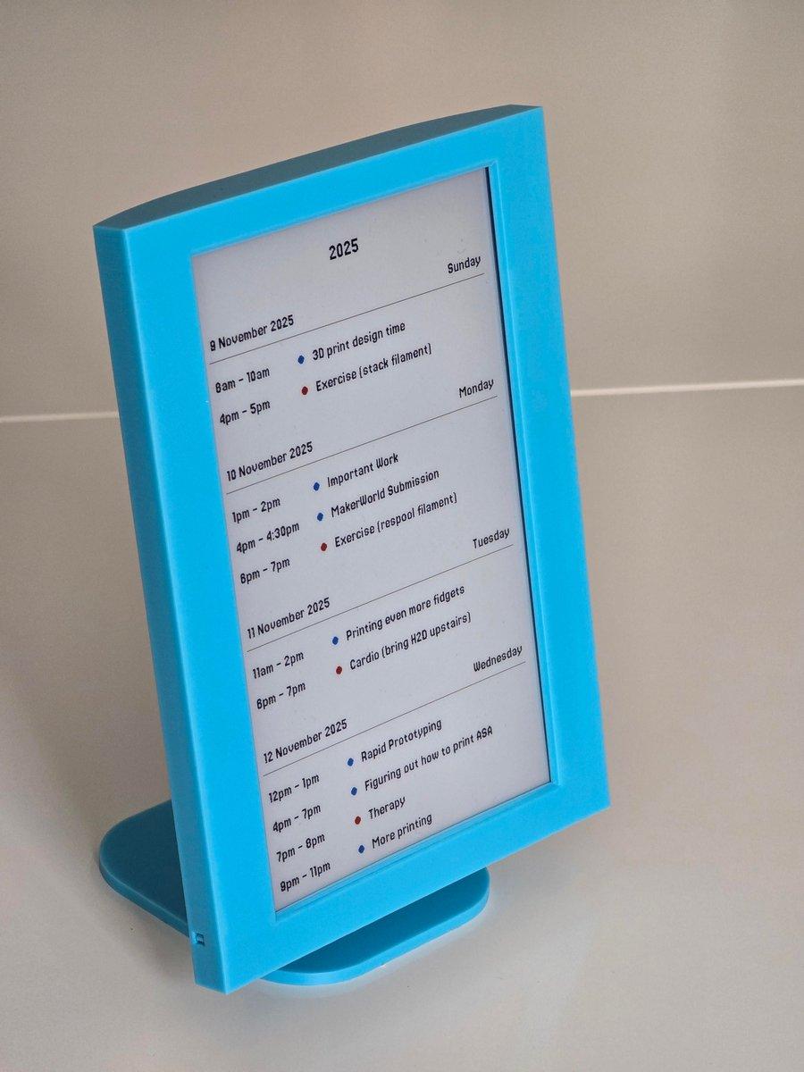 Modern Office Desktop Weekly Calendar Stand with Blue Accent Frame